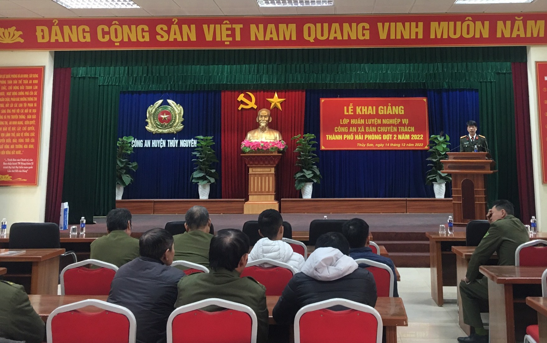 Khai giảng lớp huấn luyện nghiệp vụ Công an xã bán chuyên trách năm 2022 đợt 2 các huyện Thủy Nguyên và An Dương